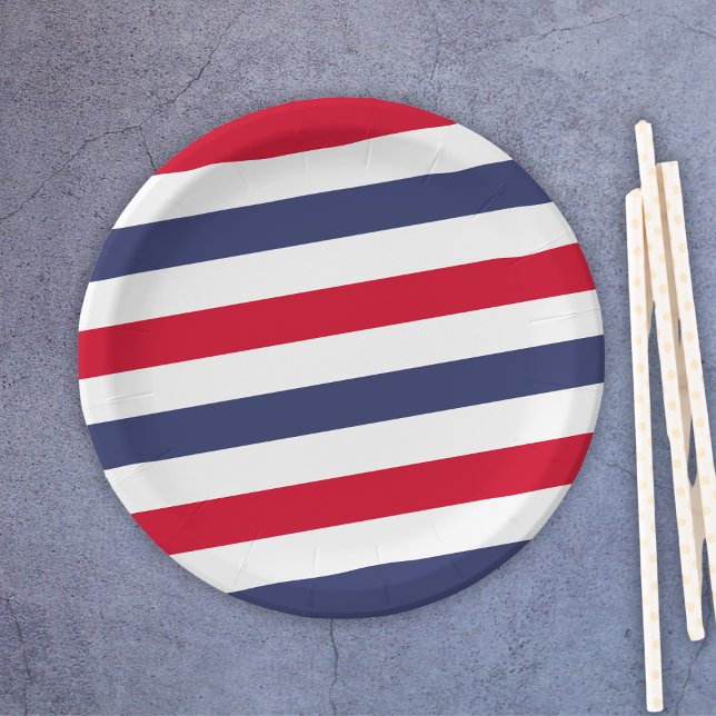 Prato De Papel Azul Branco Vermelho 4 De Julho (Red White Blue 4th Of July Paper Plates
)
