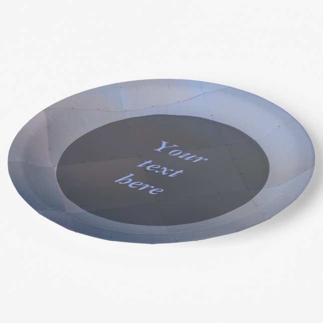 Prato De Papel Azul Checkered moderno brilhante do metal algum (Inclinado)