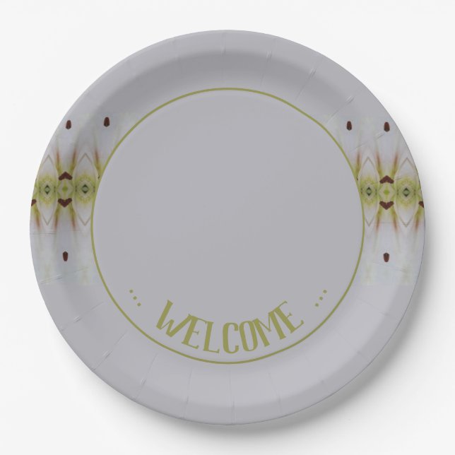 Prato De Papel Azul Claro com Verde limão (Frente)