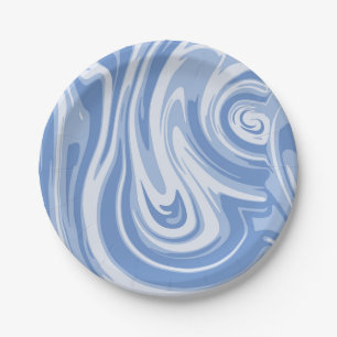 Prato De Papel Azul-claro e espiral de névoa