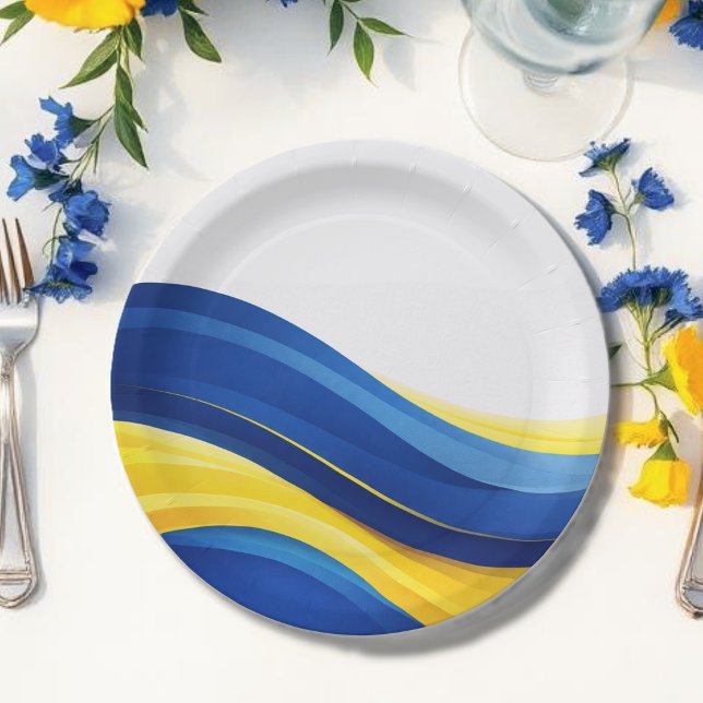 Prato De Papel Azul Cobalto e Amarelo  (Cobalt Blue and Lemon Yellow Paper Plates )