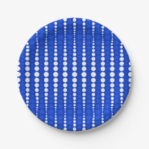 Prato de Papel Azul Cobalto e Pontos Brancos