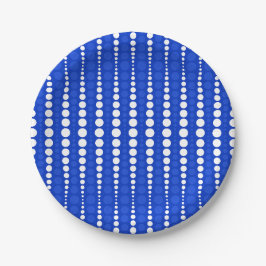 Prato de Papel Azul Cobalto e Pontos Brancos