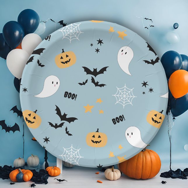 Prato De Papel Azul de Halloween (Criador carregado)