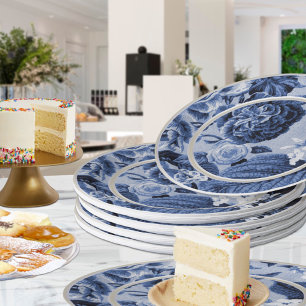 Prato De Papel Azul de índigo Toile floral No.3