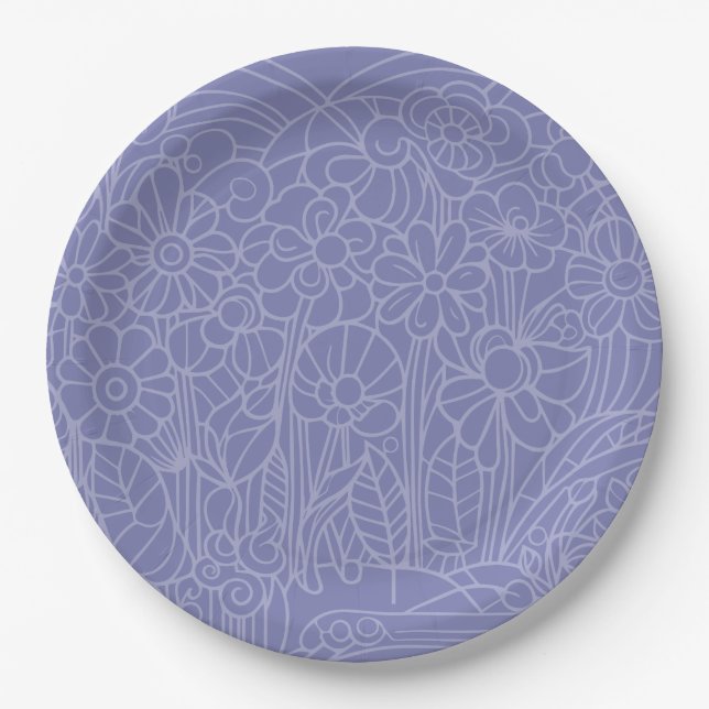 Prato De Papel Azul do Jardim Flor (Frente)