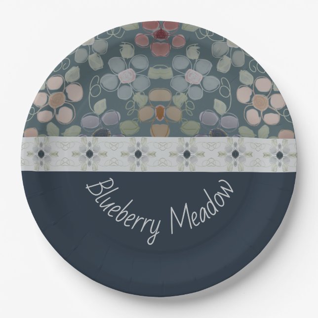 Prato De Papel Azul Escuro E Cinzas (Frente)