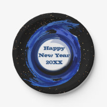 Azul Escuro Pintado na Noite, Feliz ano novo 20xx 