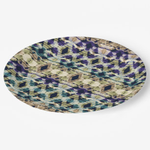 Prato De Papel Azul-étnico, ikat bege