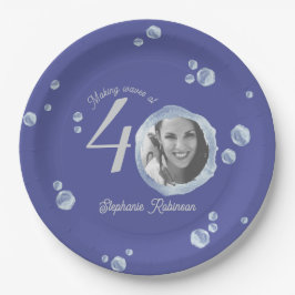 Prato De Papel Azul índio aniversário de 40 anos