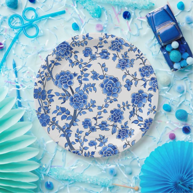 Prato De Papel Azul Oriental Chinoiserie (Festa)