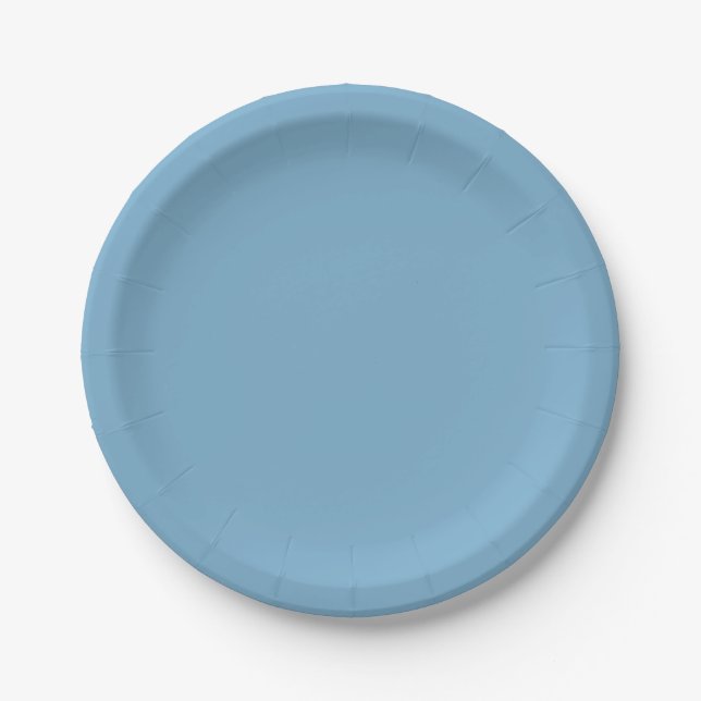 Prato De Papel Azul pastel sólido, seco, em forma simples (Frente)