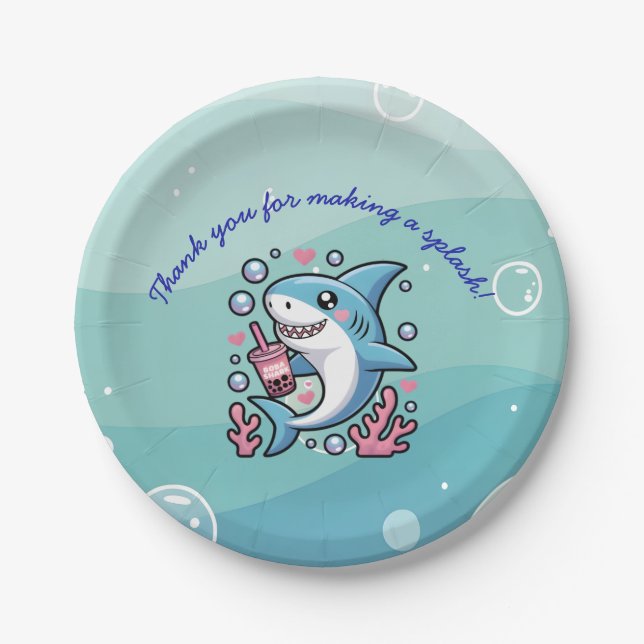 Prato De Papel Azul - Pequeno Boba Sharp Personalizado (Frente)
