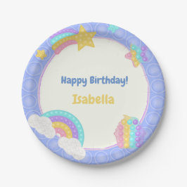 Prato De Papel Azul Pop It Fidget Birthday