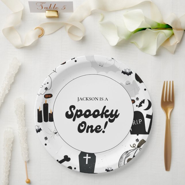 Prato De Papel Azul, Retro Grooy Spooky, Um primeiro aniversario  (Casamento)