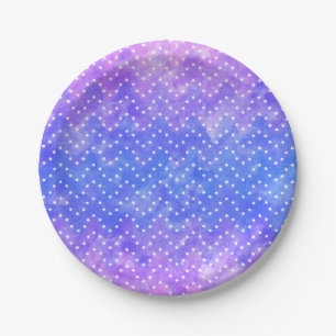 Prato De Papel Azul, roxo, Starry Night Sky Galaxy