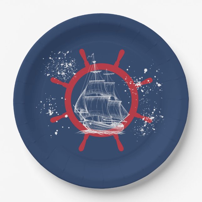 Prato De Papel Azul-veleiro do Partido Náutico (Frente)