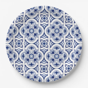 Prato De Papel Azulejo azul português