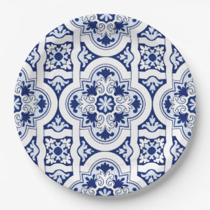 Prato De Papel Azulejo azul português