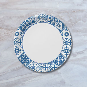 Prato De Papel Azulejo Azul Santorini Grego/ tema Espanhol