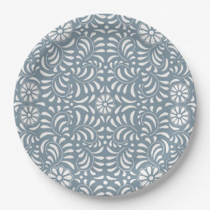 Prato De Papel Azulejo Dusty Blue Talavera Estilo Espanhol Fiesta