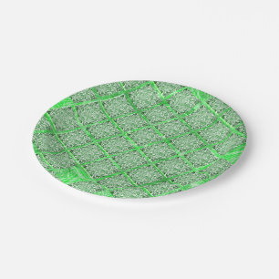 Prato De Papel Azulejo falso, fadas verdes folhagens, quadradas.