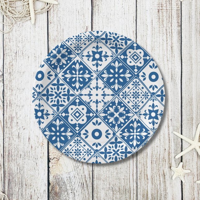 Prato De Papel Azulejo Santorini tema grego/espanhol (Criador carregado)