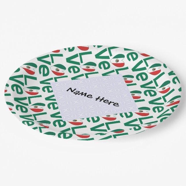 Prato De Papel Azulejos de AMOR Verde Mexicano (Inclinado)