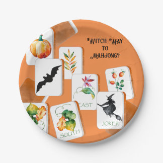 Prato De Papel Azulejos de Mahjong Caprichosos de Halloween