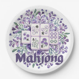 Prato De Papel Azulejos de Mahjong Roxos