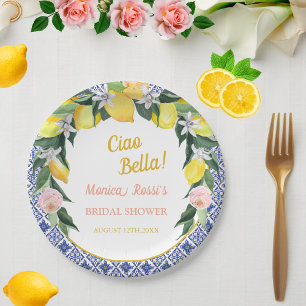 Prato De Papel Azulejos italianos Lemon Ciao Bella Chá de panela