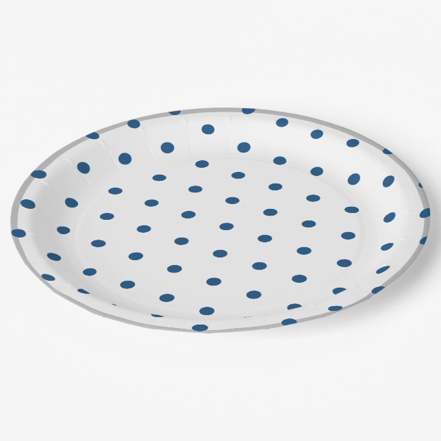 Prato De Papel Azure Blue Bolinhas Silver White (Inclinado)