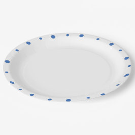 Prato De Papel Azure Blue Bolinhas White