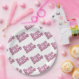 Prato De Papel Babe do chefe rosa brilhante