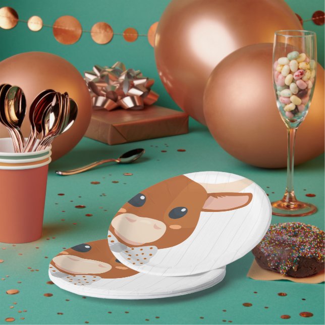 Prato De Papel Baby Boy Longhorn Queimou Chá de fraldas Laranja (Múltiplo)