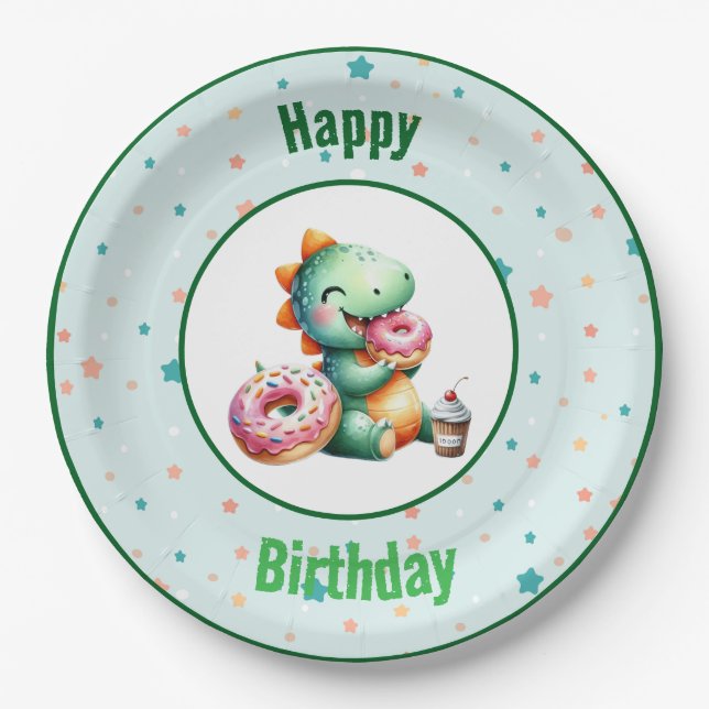 Prato De Papel  Baby Dino Party Plates (Frente)