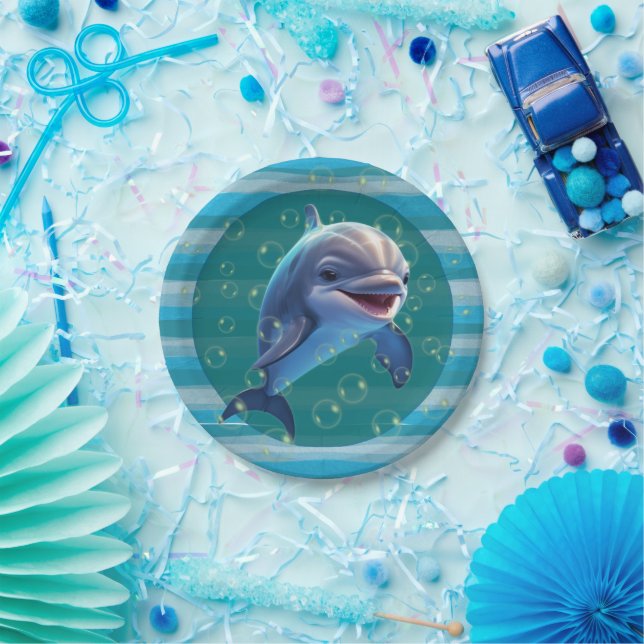 Prato De Papel Baby Dolphin Paper Plate (Festa)