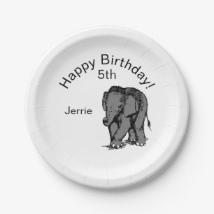 Prato De Papel Baby Elephant Birthday