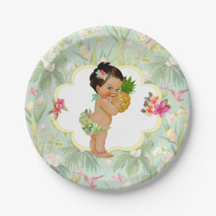 Prato De Papel Baby Girl Tropical Havaiana Luau Hibiscus