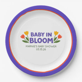 Prato De Papel Baby in Bloom Bold Colorful Tulip Chic Baby Shower
