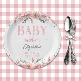 Prato De Papel Baby in Bloom – Girl Baby Shower, Pink Flowers