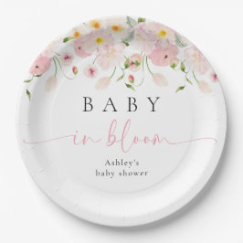 Prato De Papel Baby In Bloom Pink Floral Baby Shower
