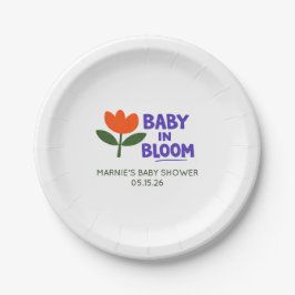 Prato De Papel Baby in Bloom Tulip Trendy Modern Baby Shower