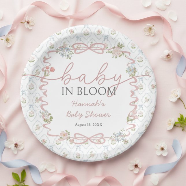 Prato De Papel Baby in Bloom Wildflower Baby Shower  (Criador carregado)