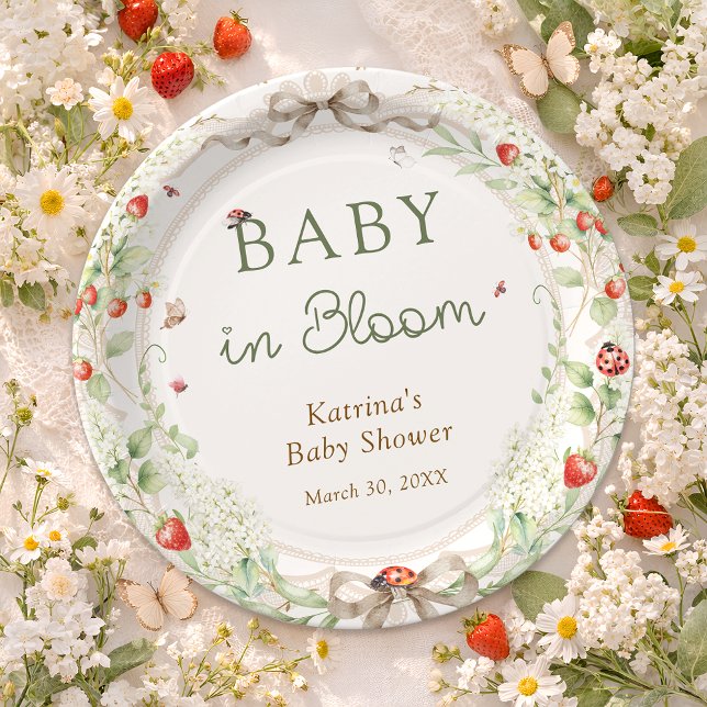 Prato De Papel Baby in Bloom Wildflower Bow Baby Shower (Criador carregado)