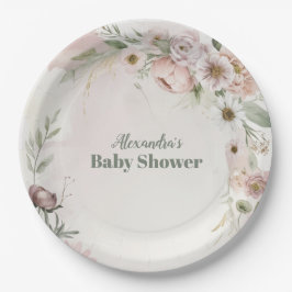 Prato De Papel Baby In Bloush Blush Primavera Floral Chá de frald