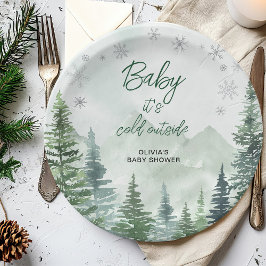 Prato De Papel Baby it's Cold Outside Baby Shower