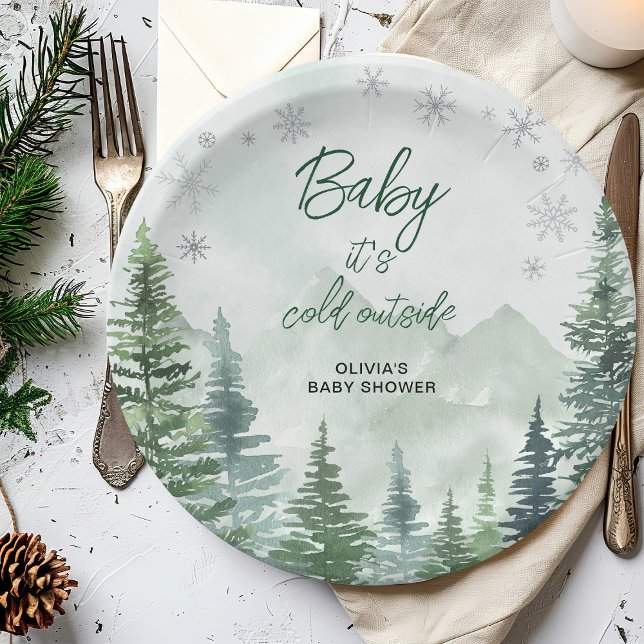 Prato De Papel Baby it's Cold Outside Baby Shower (Criador carregado)