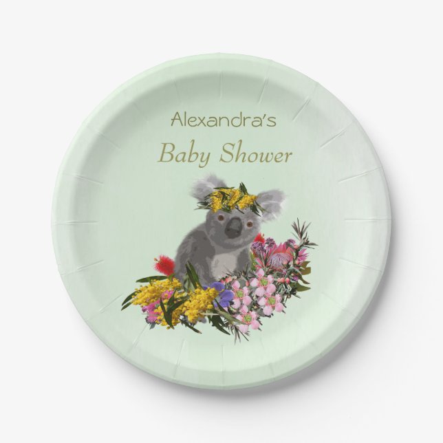 Prato De Papel Baby Koala Wildflower Green (Frente)