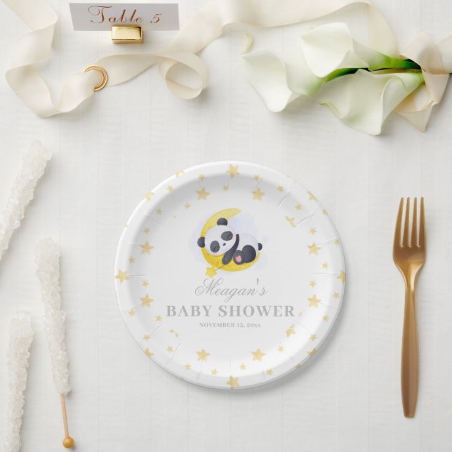 Prato De Papel Baby Panda Brunch - Placas de Chá de fraldas (Casamento)